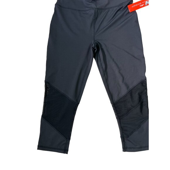 ADRIENNE VITTADINI Black Mesh Panel Capri Workout Pants Sz M NEW - Picture 7 of 7